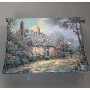 Thomas Kinkade Reversible Tapestry Wall Hanging - Cottage & Winter Scene w/ Rod